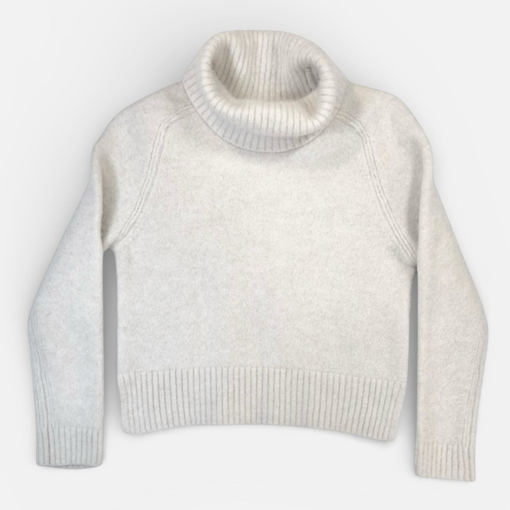 STEFANEL ALPACA WOOL Cream Turtleneck Sweater XSMALL